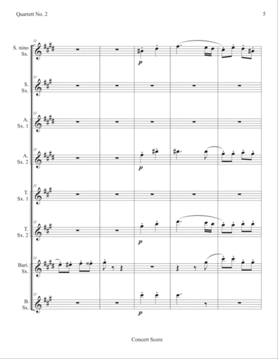 Beethoven No. 2, Opus 18 (Mvt 4) (sax. 8) (score & parts) Small Ensemble scores gallery preview page 5