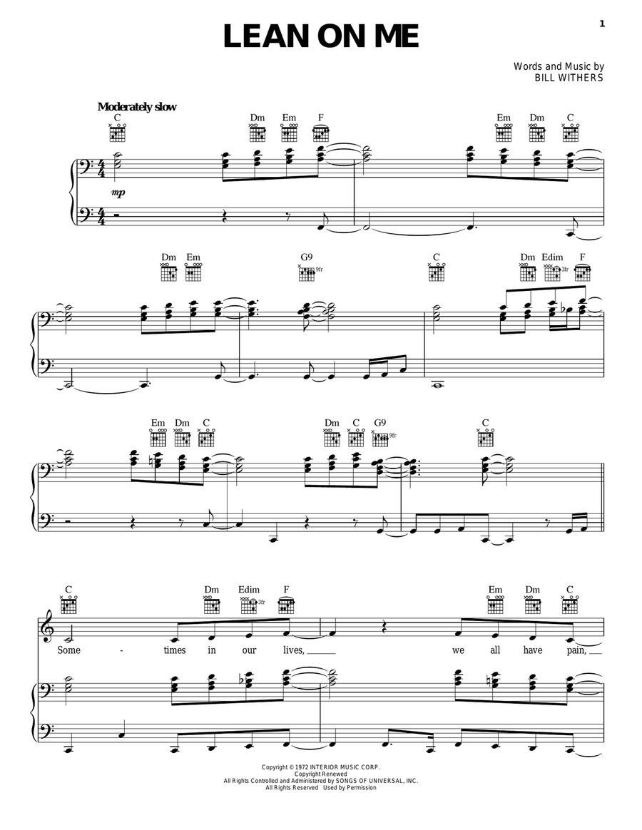 Lean On Me Acoustic Guitar scores gallery preview page 1