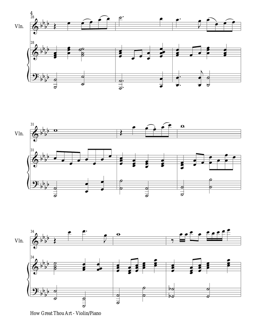 HOW GREAT THOU ART (For Violin and Piano with Score\Part) Violin Solo scores gallery preview page 5