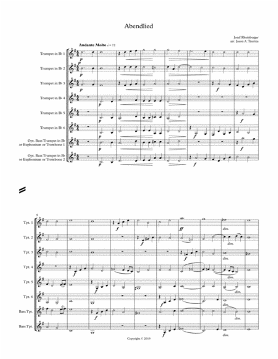 Abendlied for Trumpet Ensemble Brass Ensemble scores gallery preview page 2