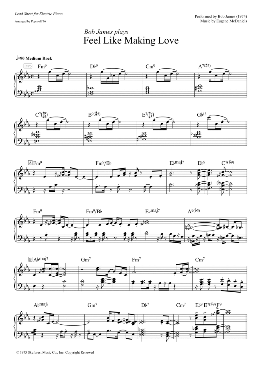 Feel Like Makin' Love Piano Solo scores gallery preview page 1