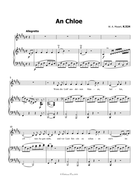 An Chloe, by Mozart, K.524, in B Major