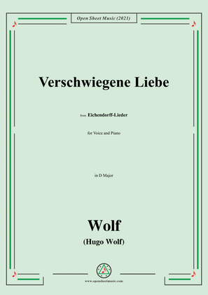 Wolf-Verschwiegene Liebe,in D Major,IHW 7 No.3,from Eichendorff-Lieder,for Voice and Piano