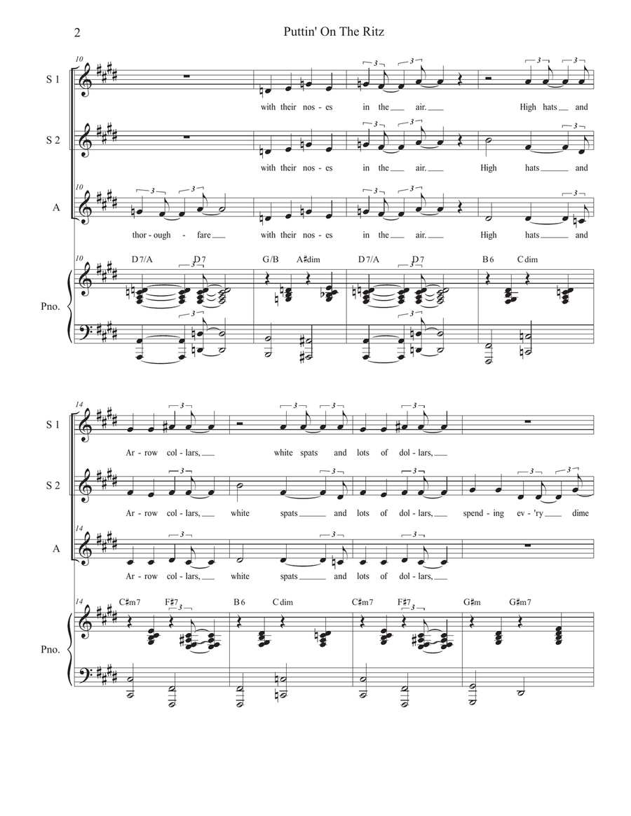 Puttin' On The Ritz (Vocal Trio - (SSA) SSA scores gallery preview page 2