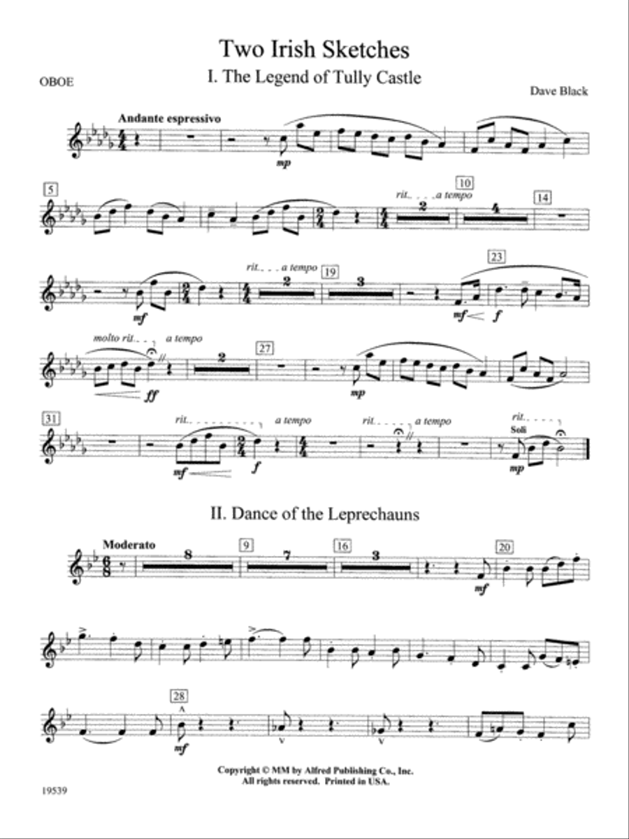 Two Irish Sketches: Oboe Two Irish Sketches: Oboe Concert Band scores gallery preview page 1