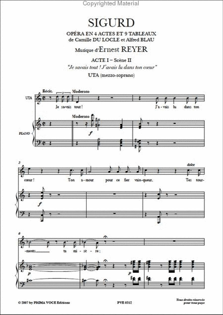 Je savais tout! J'avais lu dans ton coeur from Sigurd Mezzo-Soprano Voice scores gallery preview page 2