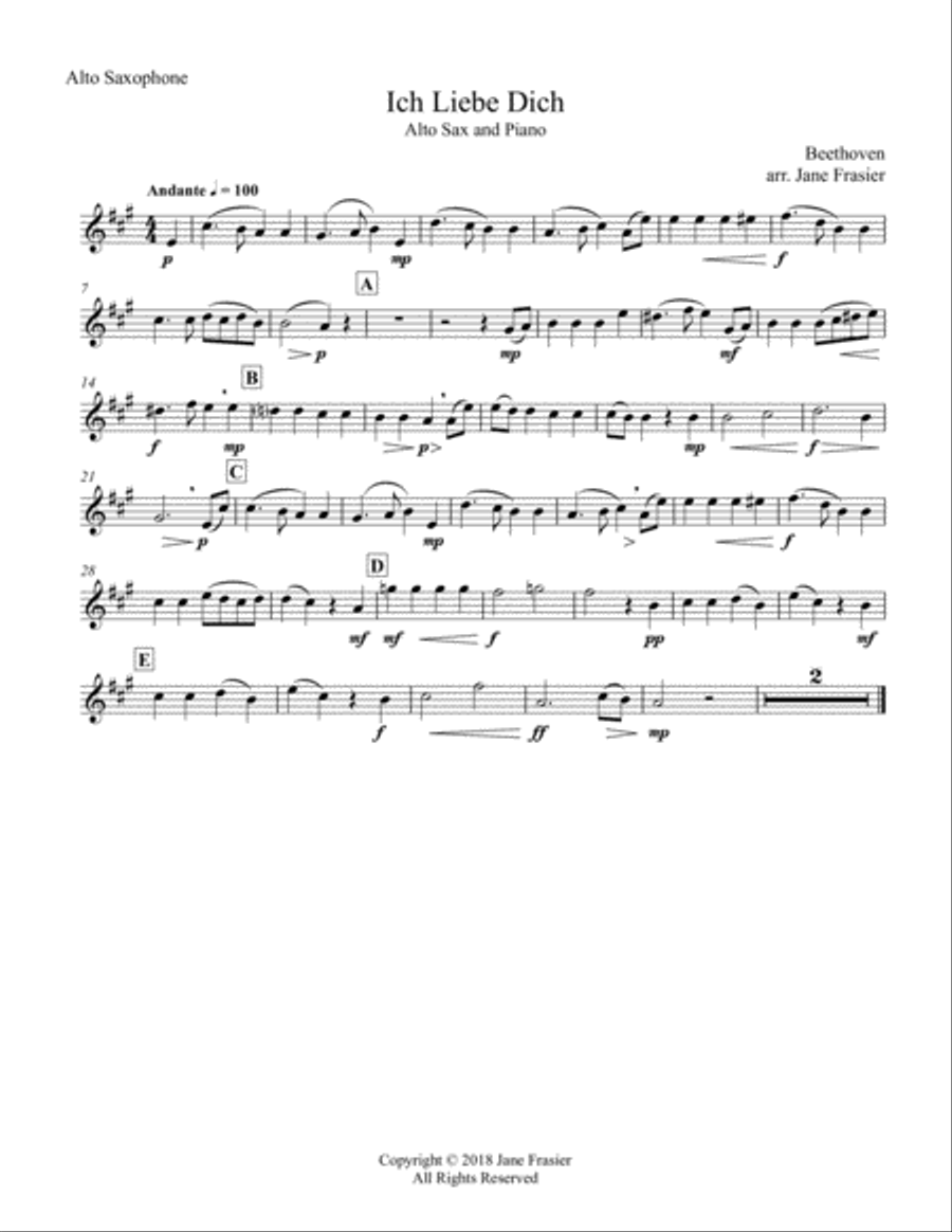 Ich Liebe Dich Alto Saxophone scores gallery preview page 3