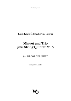 Book cover for Minuet by Boccherini for Recorder Duet