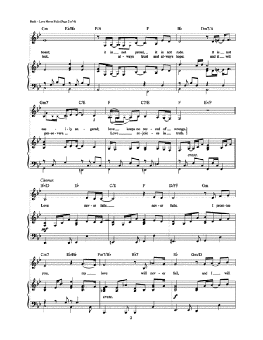 Love Never Fails Love Never Fails Piano, Vocal, Guitar scores gallery preview page 2