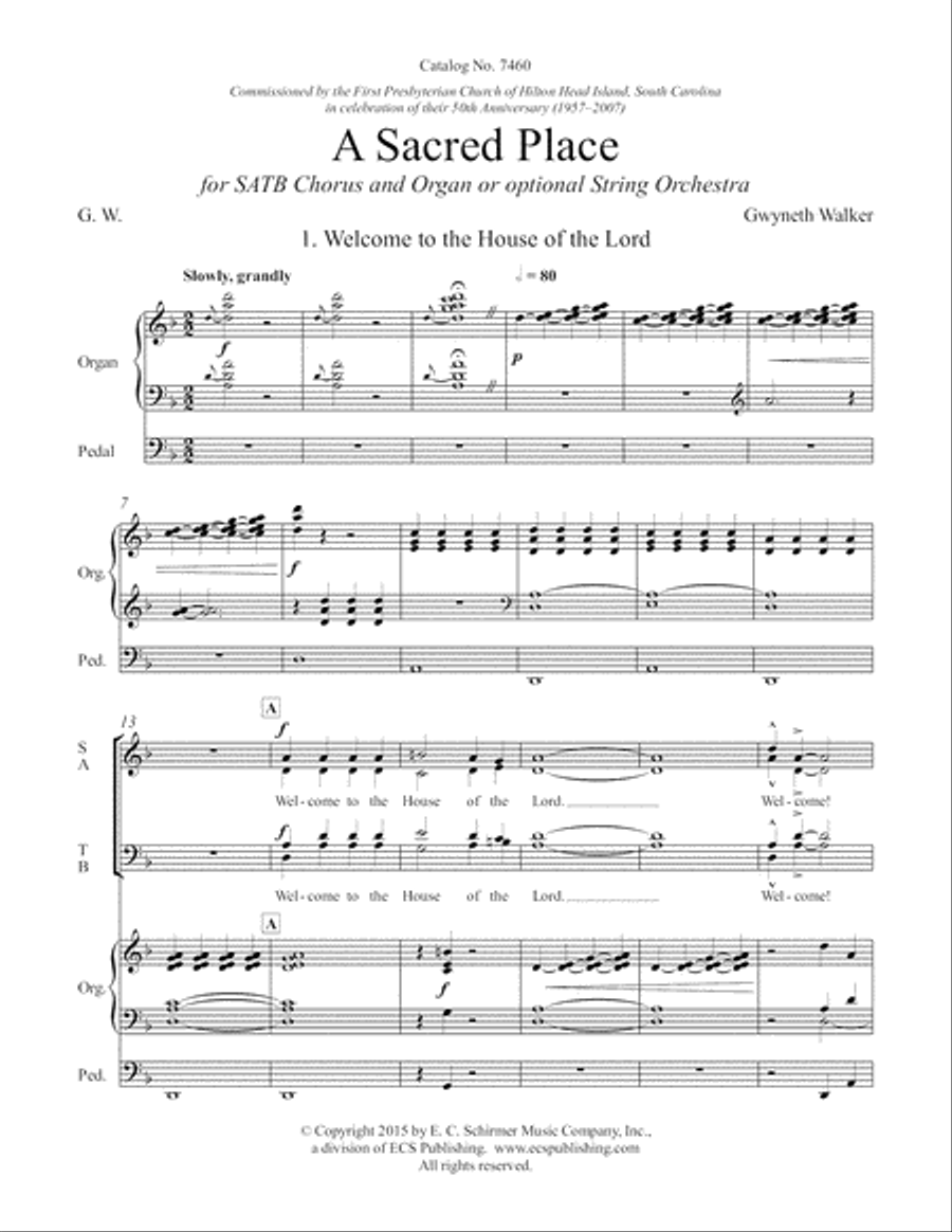 A Sacred Place: 1. Welcome to the House of the Lord (Downloadable Organ/Choral Score)