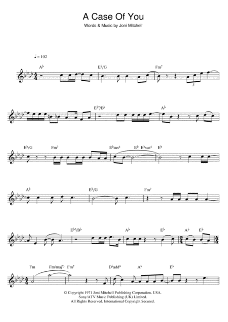 A Case Of You Flute Solo scores gallery preview page 1