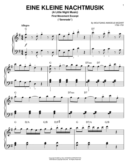 Eine Kleine Nachtmusik ("Serenade"), First Movement Excerpt