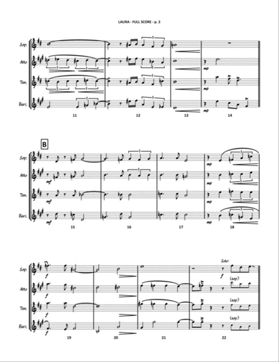 Laura Saxophone Quartet scores gallery preview page 3