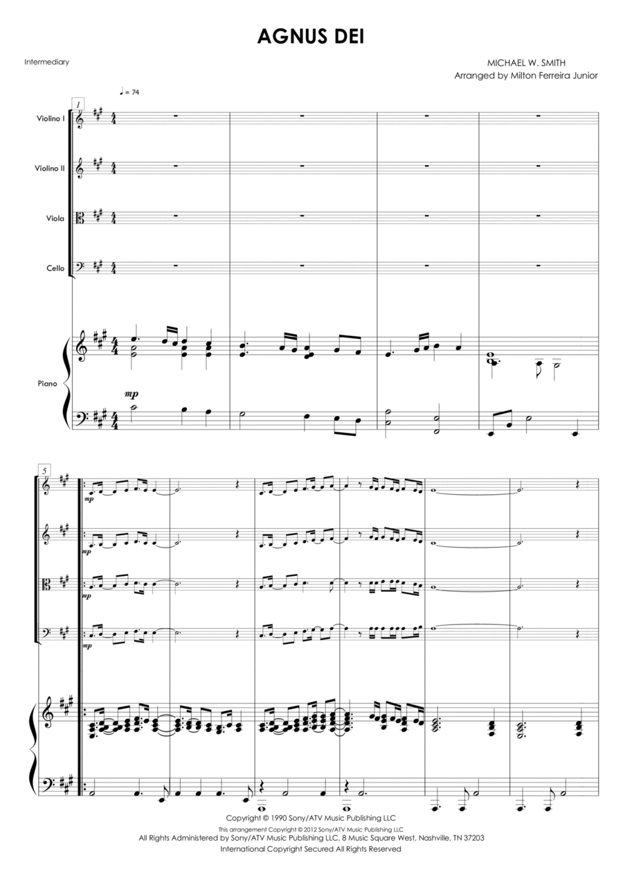Agnus Dei Piano Quintet scores gallery preview page 1