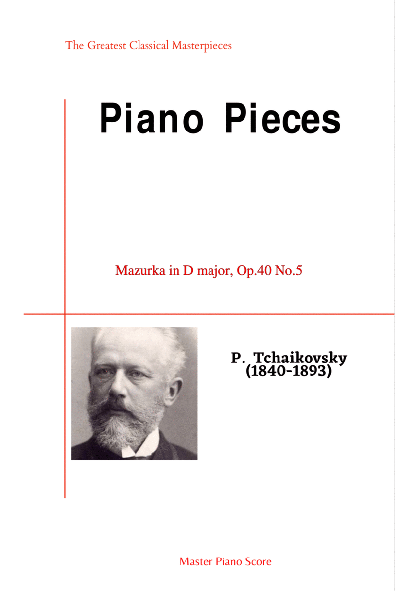 Tchaikovsky-Mazurka in D major, Op.40 No.5(Piano) image number null