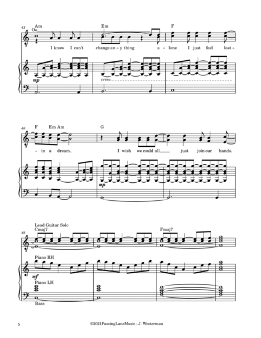 Pareidolia Piano, Vocal, Guitar scores gallery preview page 5