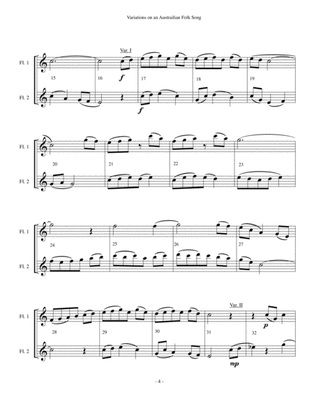 Variations on an Australian Folk Song - Flute Duet Flute Duet - Digital Sheet Music