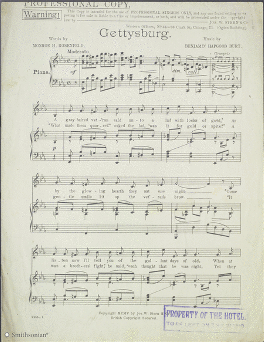 Gettysburg Piano, Vocal scores gallery preview page 1