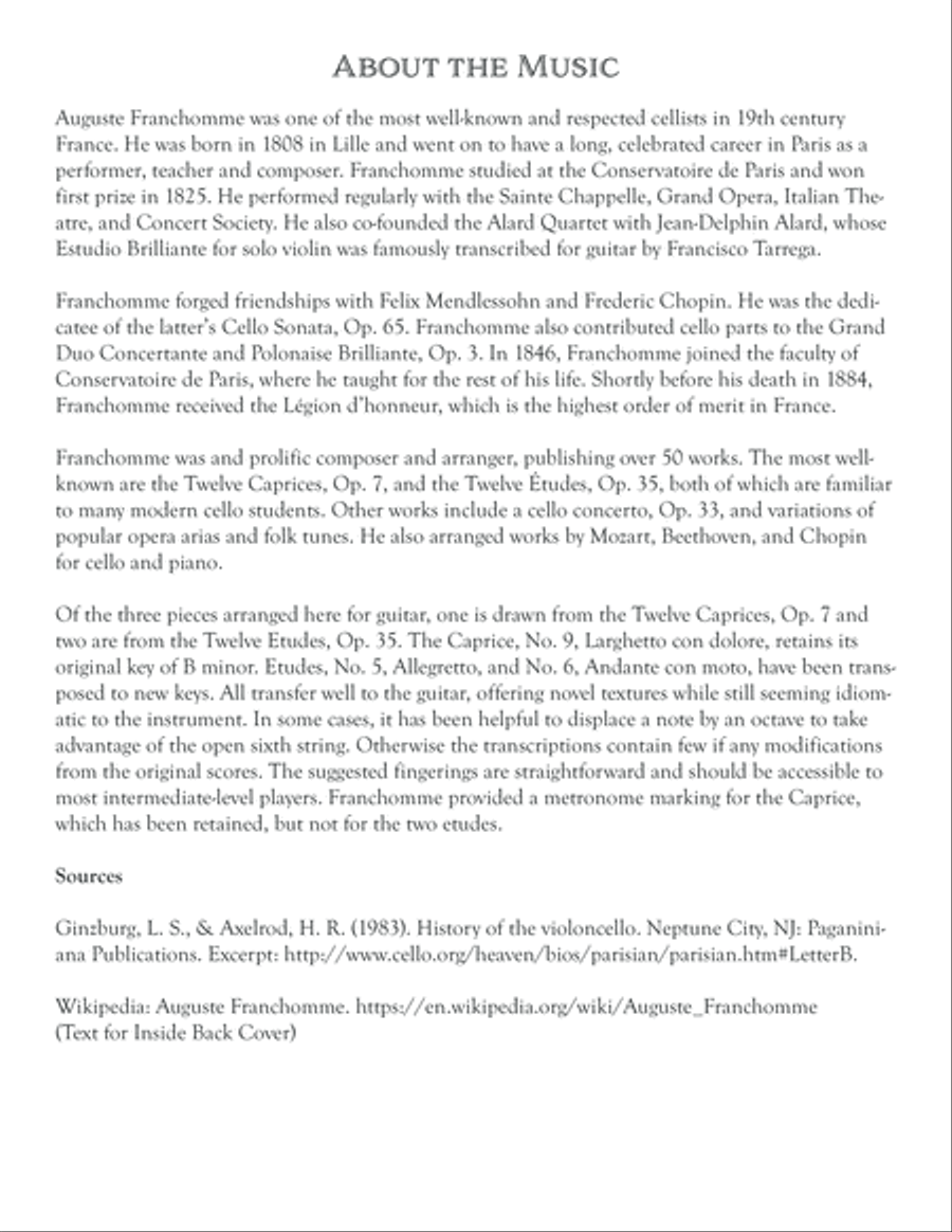 Auguste Franchomme - Three Cello Pieces Arranged for Guitar Classical Guitar scores gallery preview page 3
