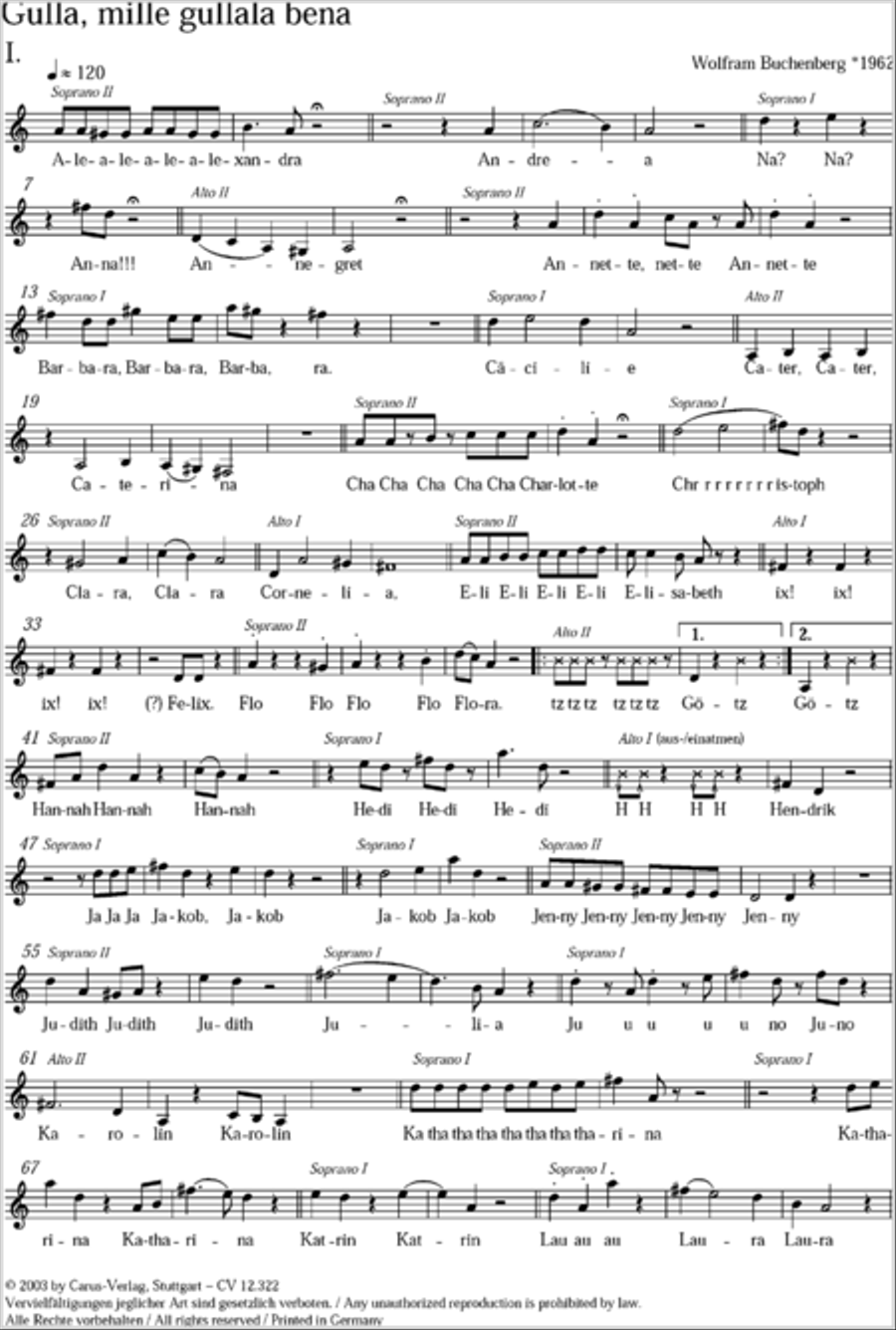 Gulla, mille gullala bena 4-Part scores gallery preview page 2