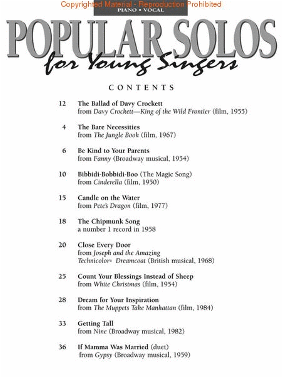 Popular Solos for Young Singers Voice scores gallery preview page 2