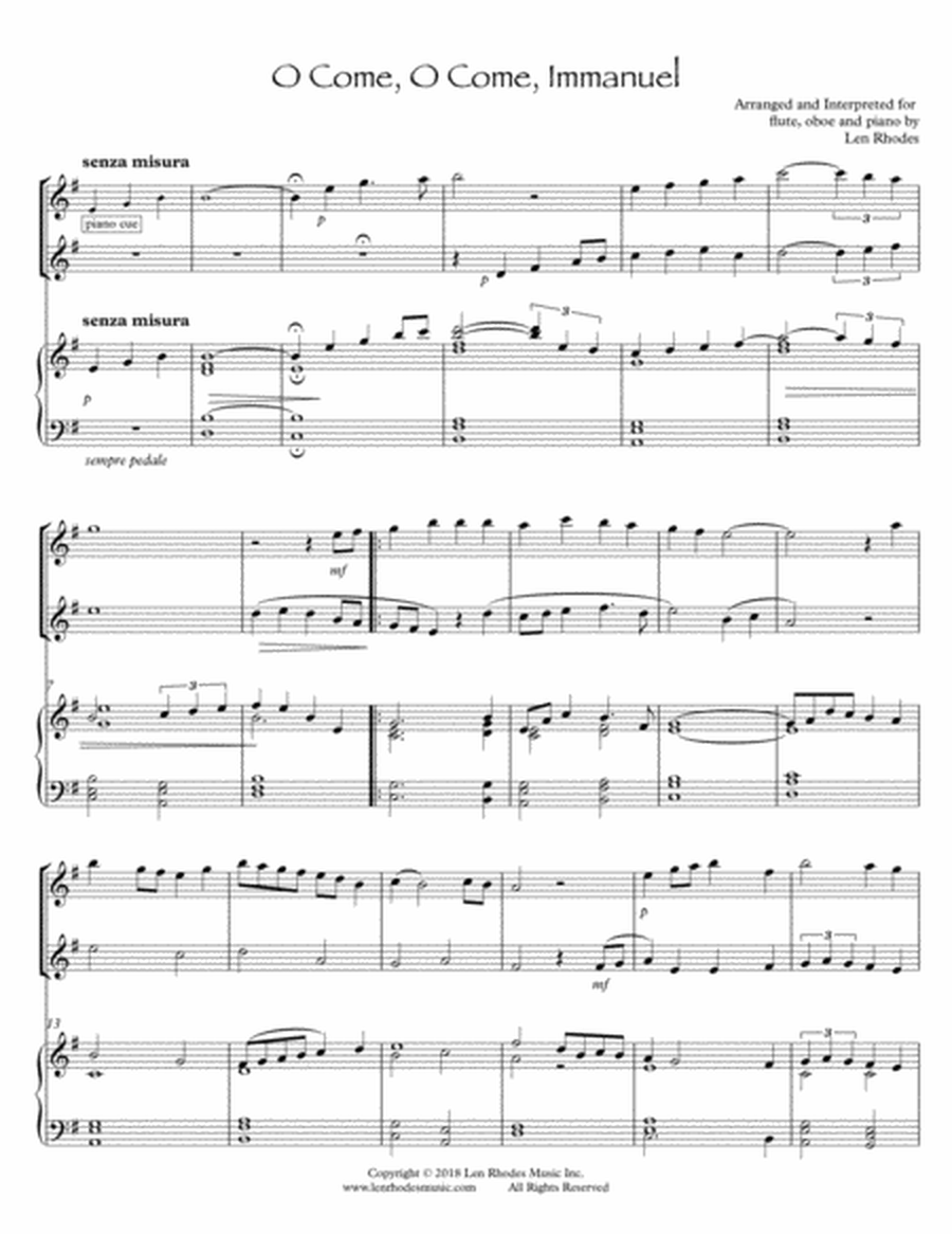 O Come, O Come, Emmanuel - a Contemporary arrangement for Flute, Oboe and Piano