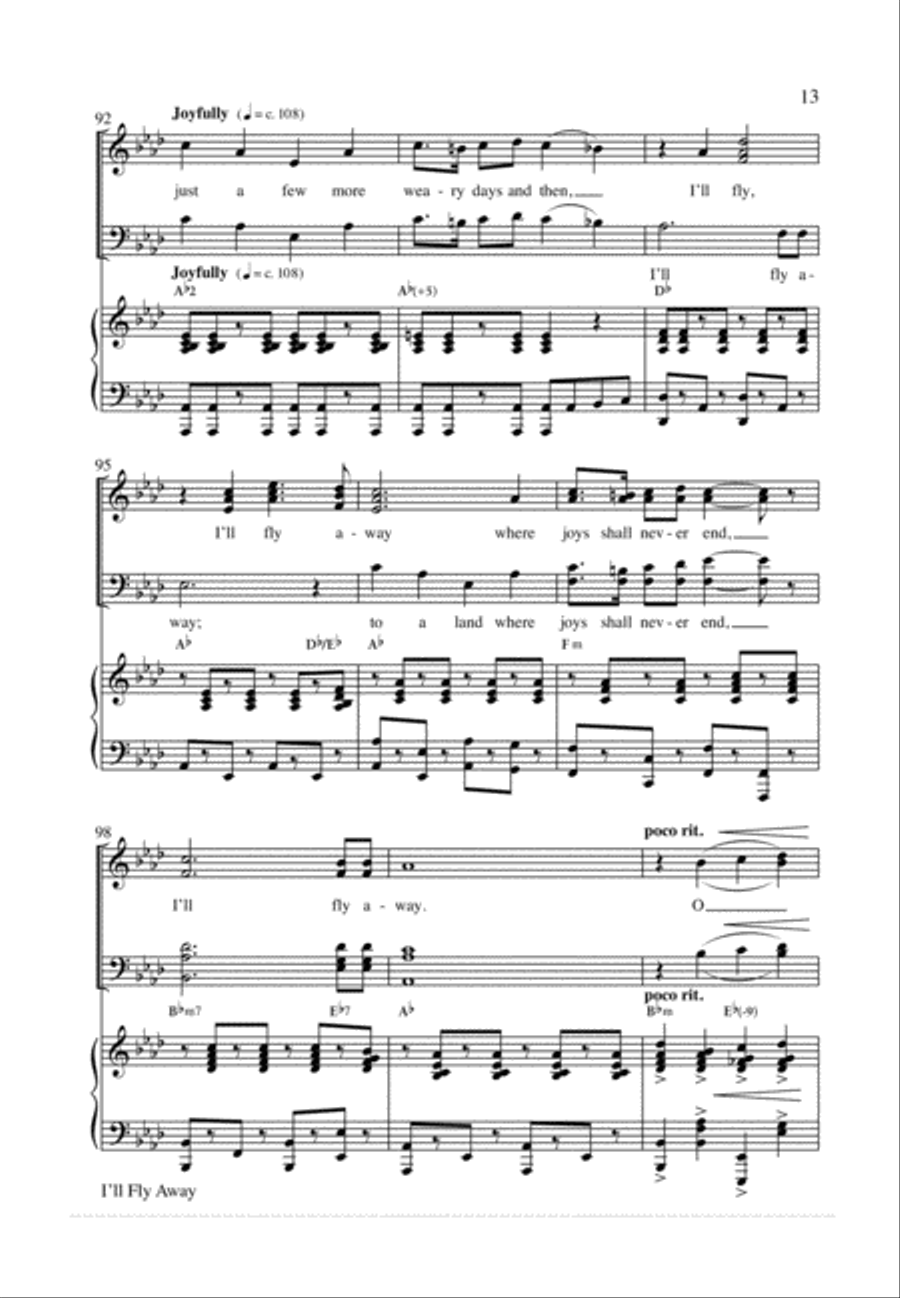 I'll Fly Away 4-Part scores gallery preview page 13
