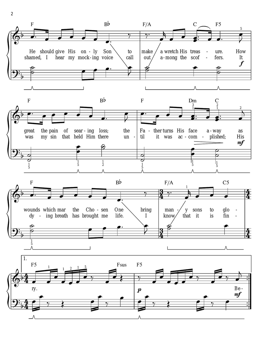 How Deep The Father's Love For Us (arr. Phillip Keveren) Easy Piano scores gallery preview page 2