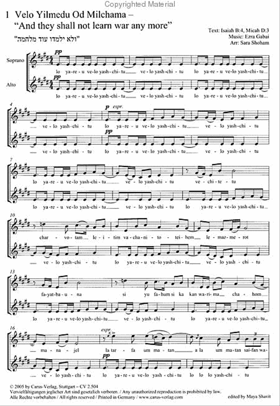 Open the Gate. Choral Repertoire from Israel for equal voices (Carmina mundi) Choir scores gallery preview page 2