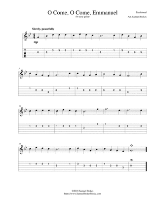 Book cover for O Come, O Come, Emmanuel - for easy guitar with TAB