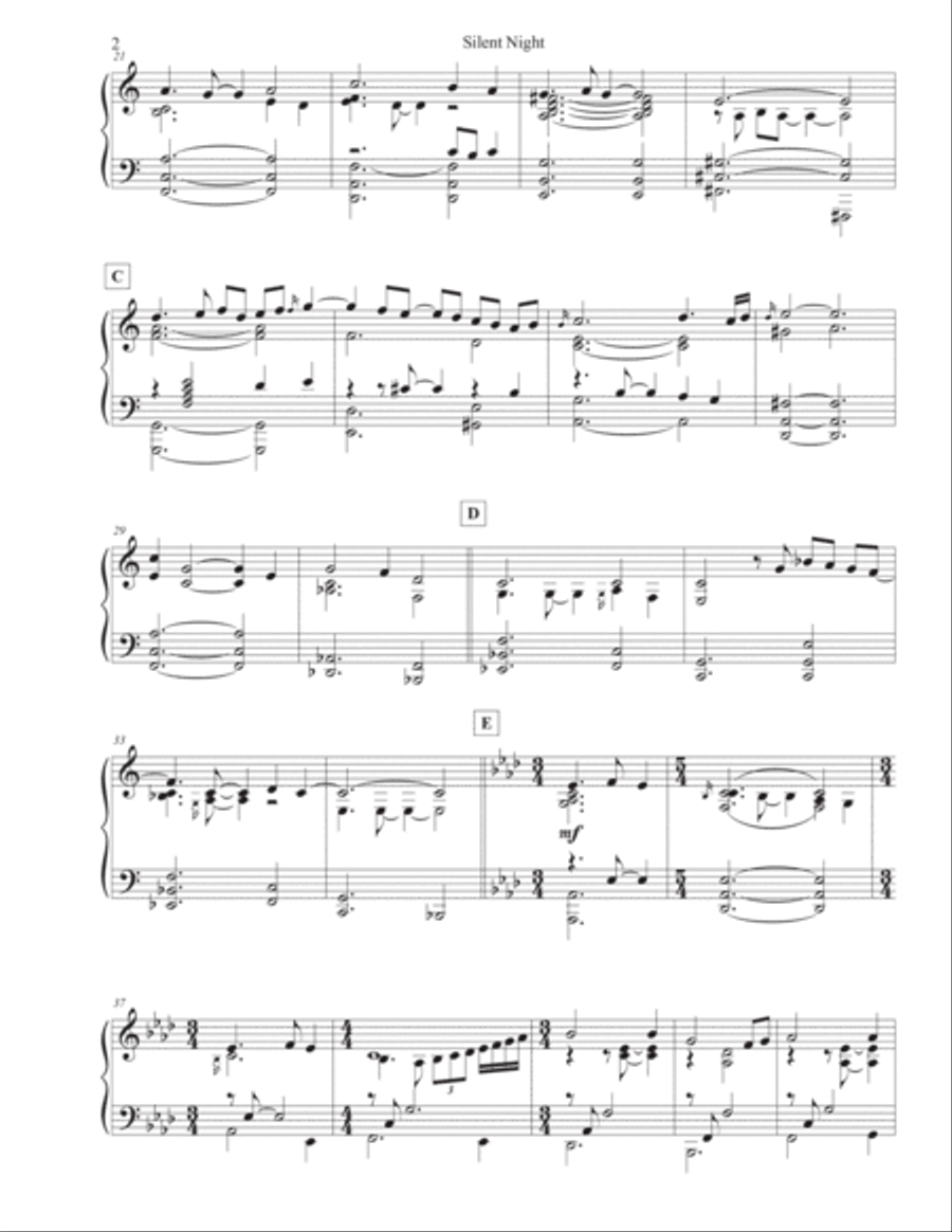 Silent Night Piano Solo scores gallery preview page 2