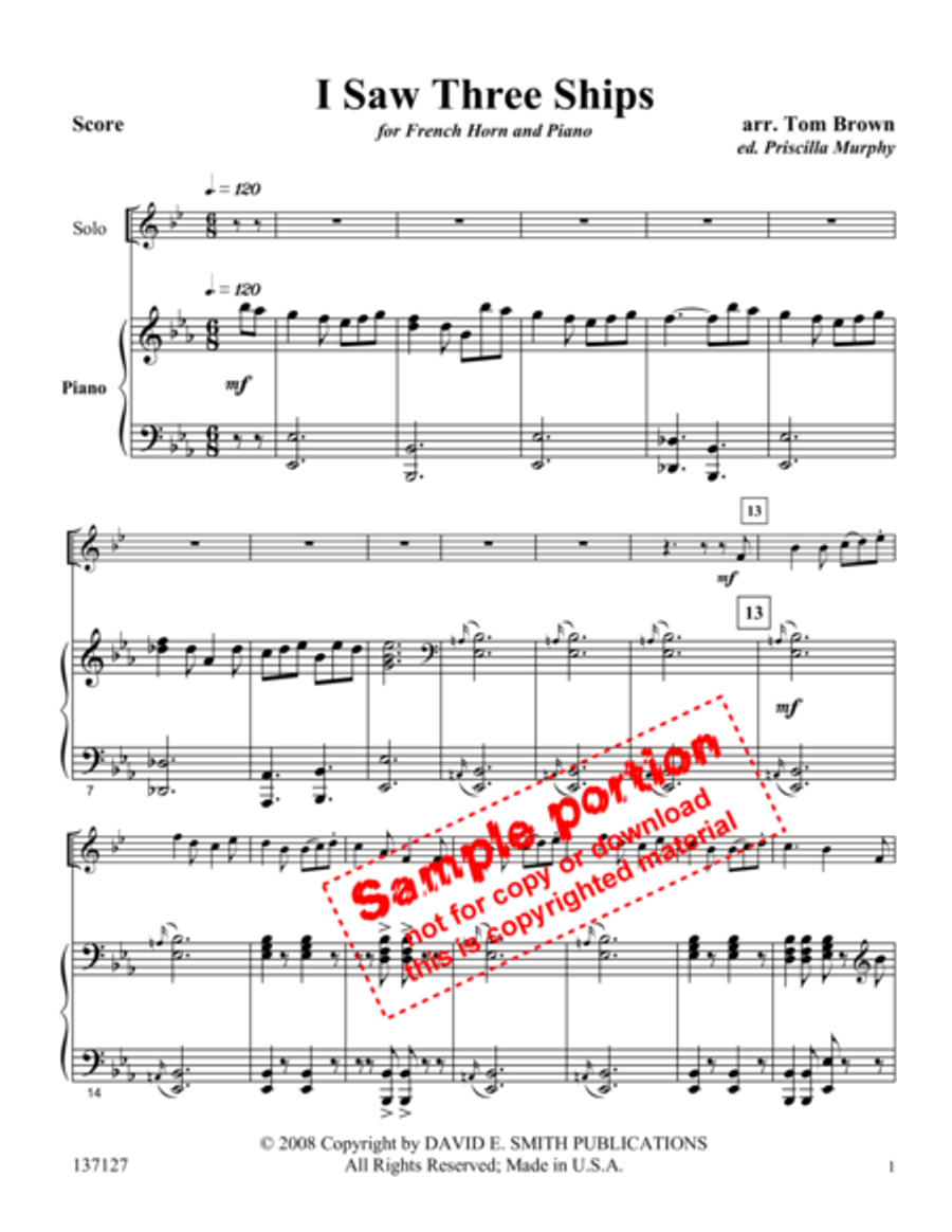 I Saw Three Ships Horn scores gallery preview page 2