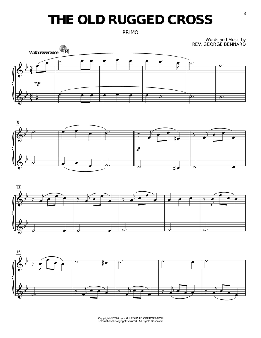 The Old Rugged Cross (arr. Larry Moore) Piano Duet scores gallery preview page 2