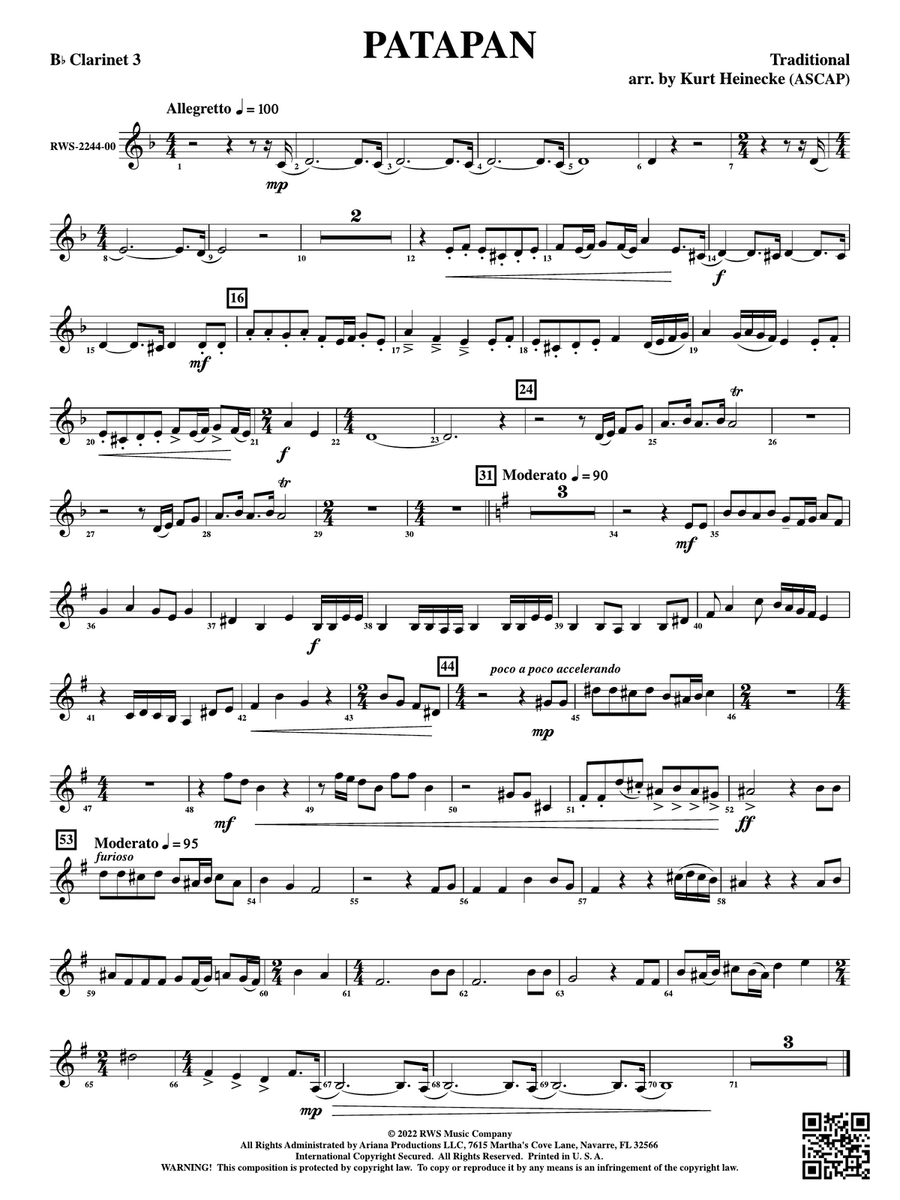 Patapan: 3rd B-flat Clarinet