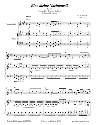 Book cover for Mozart: Eine kleine Nachtmusik for Trumpet & Piano