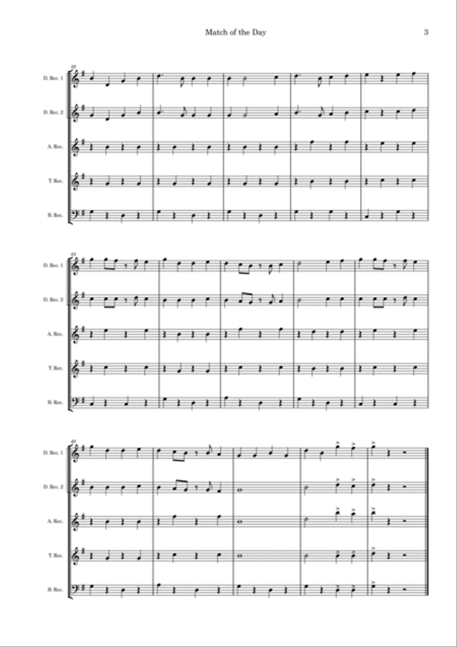 Match Of The Day Soprano Recorder scores gallery preview page 3