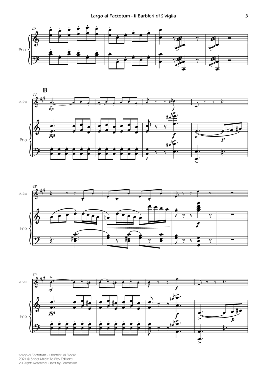 Largo al Factotum - Alto Sax and Piano (Full Score and Parts) Alto Saxophone scores gallery preview page 5