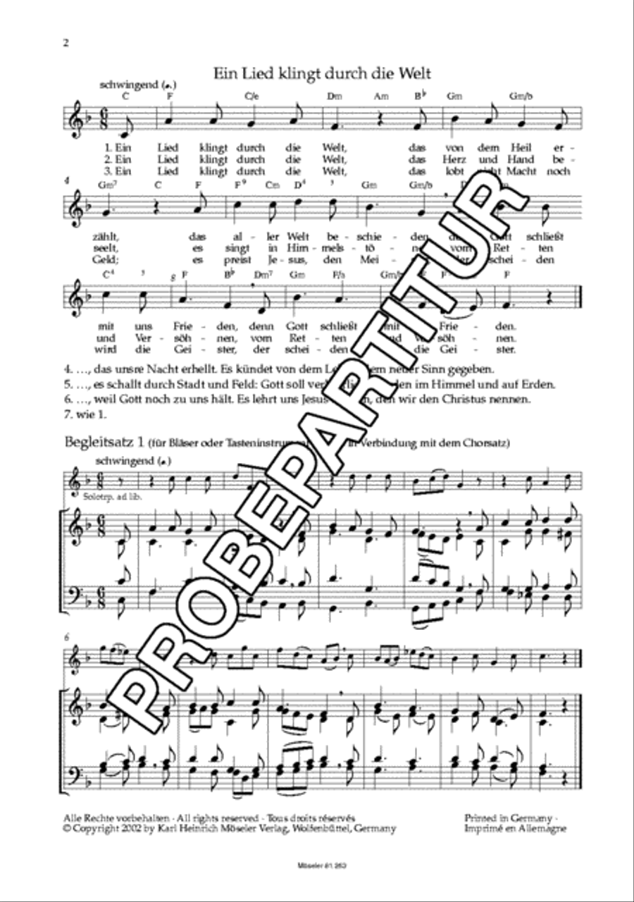 Ein Lied klingt durch die Welt Mixed Choir scores gallery preview page 3
