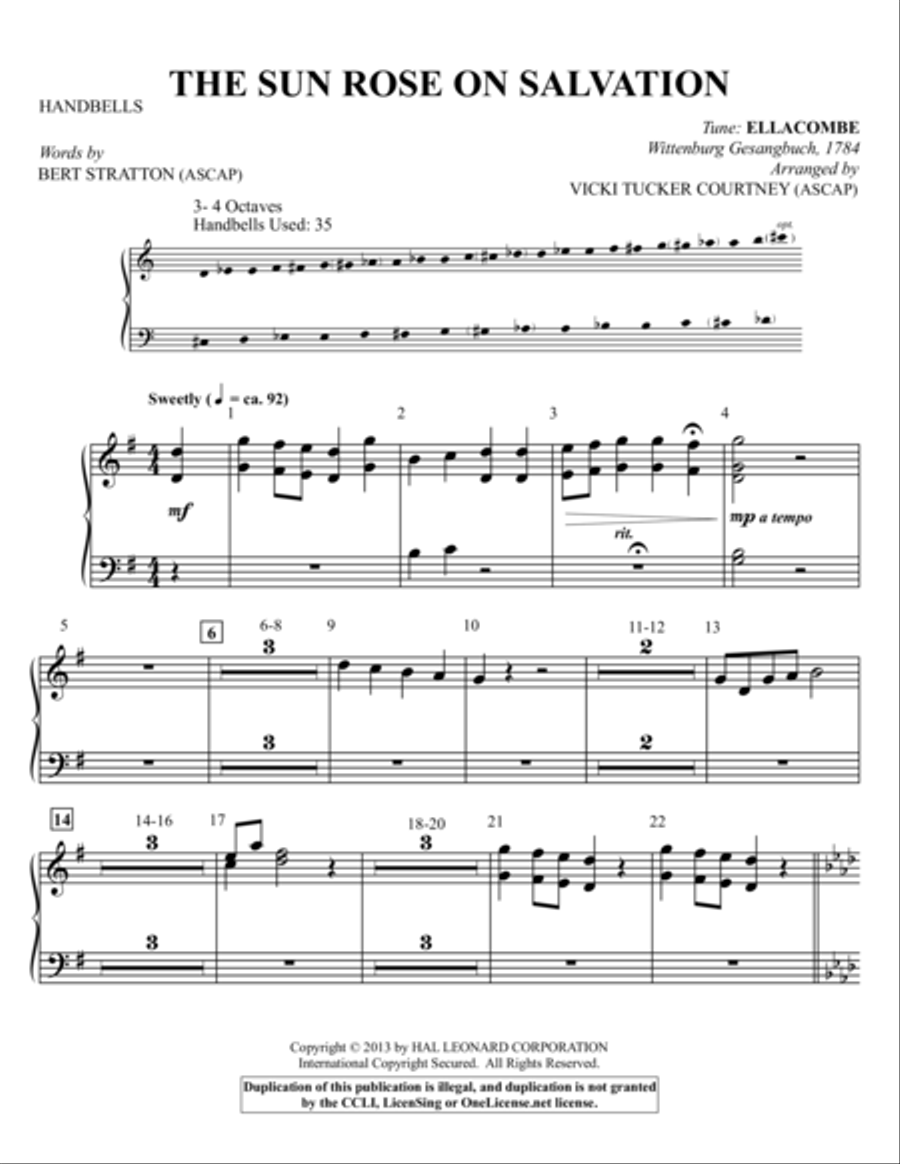 The Sun Rose On Salvation Handbell Choir scores gallery preview page 1