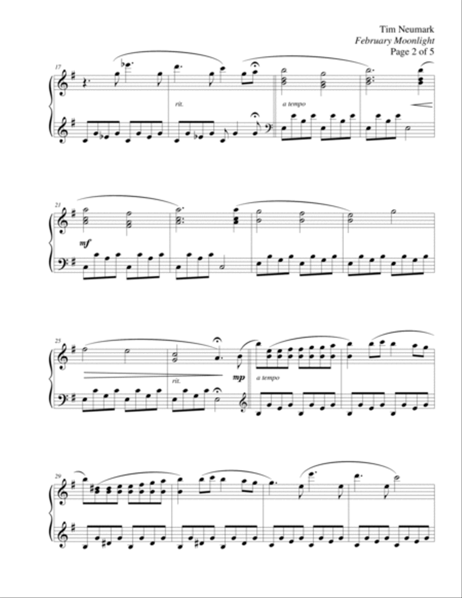 February Moonlight Piano Solo scores gallery preview page 2
