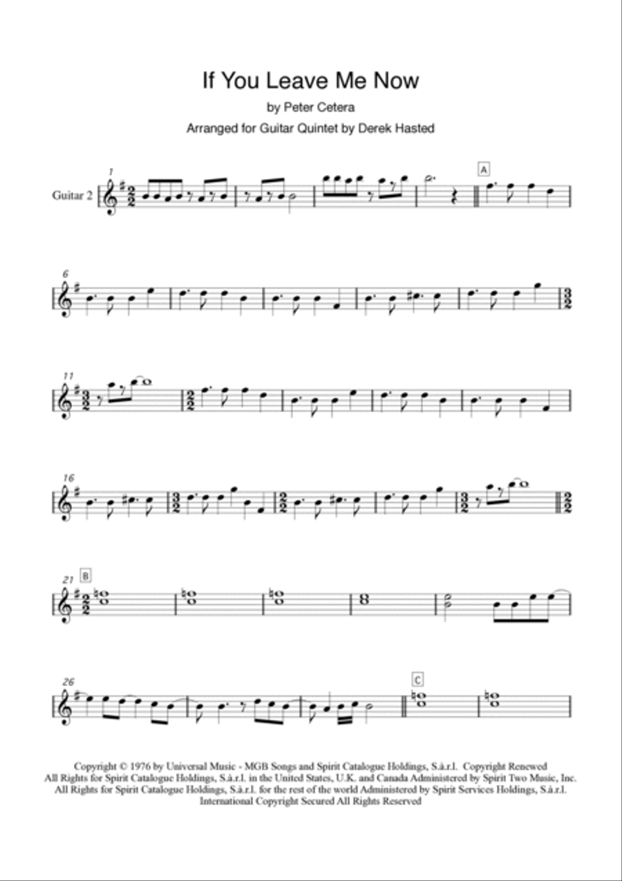 If You Leave Me Now Guitar Ensemble scores gallery preview page 6