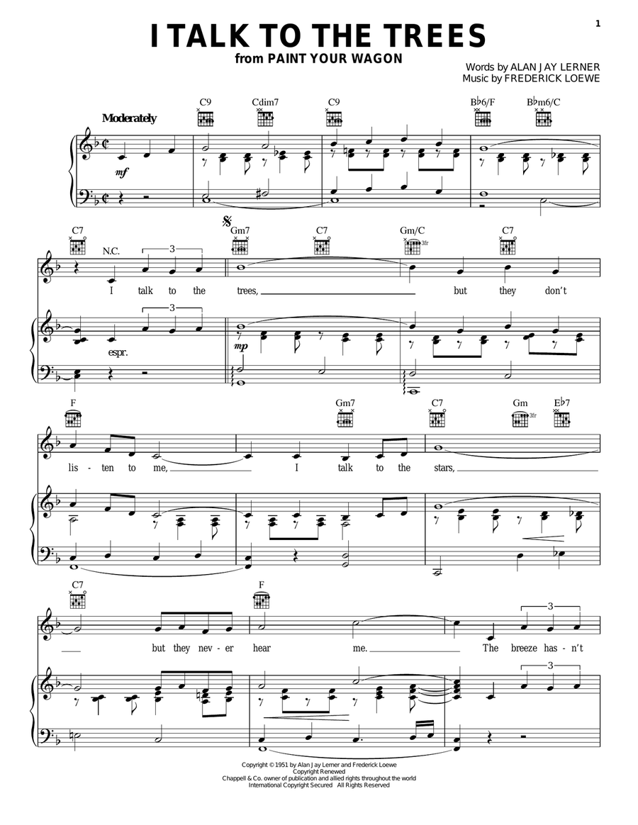 I Talk To The Trees I Talk To The Trees Piano, Vocal, Guitar scores gallery preview page 1