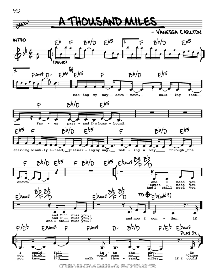 A Thousand Miles Voice scores gallery preview page 1