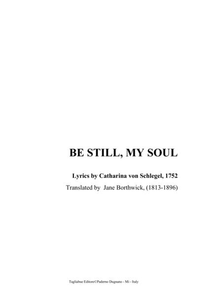 BE STILL, MY SOUL - For SATB Choir image number null
