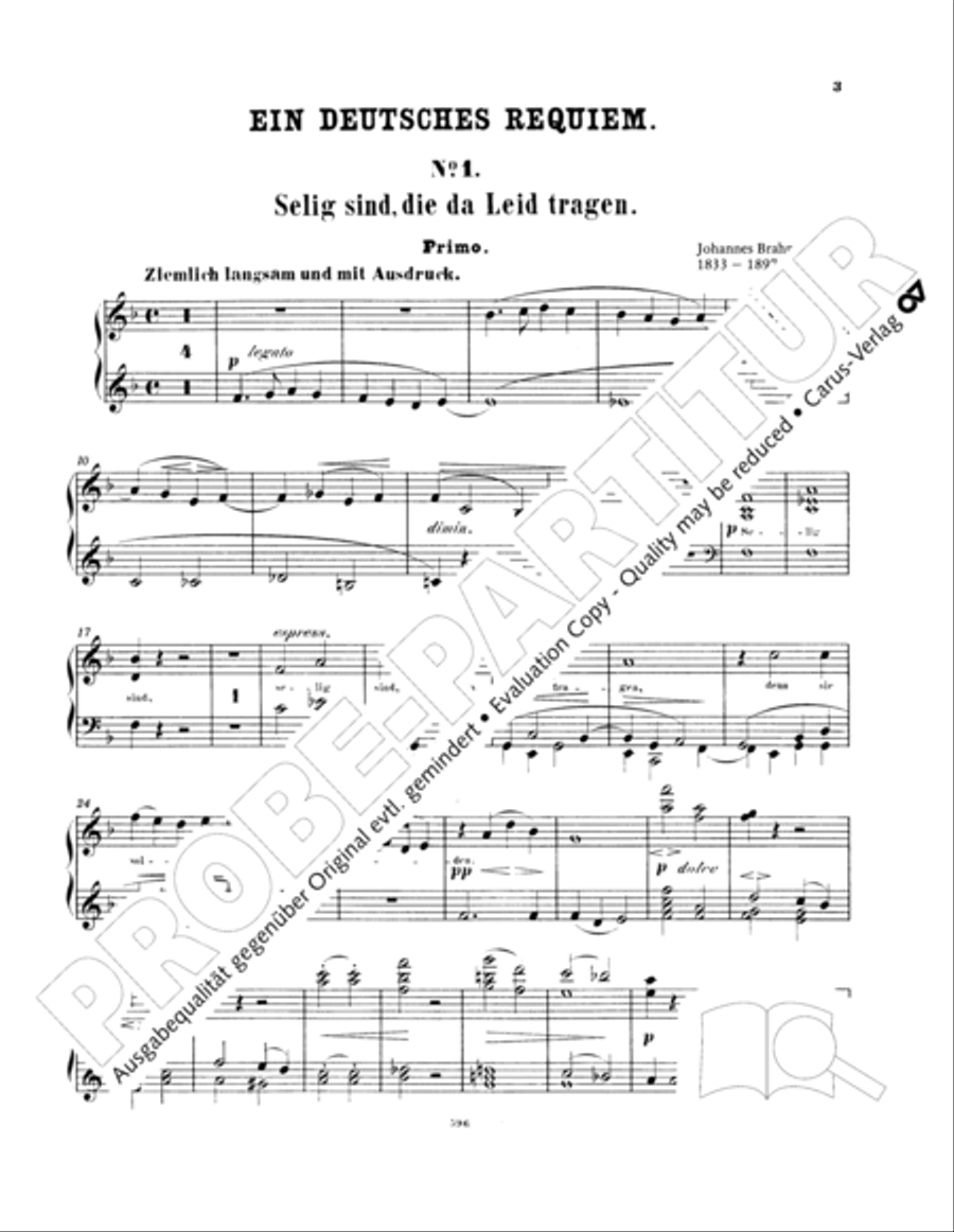 Ein Deutsches Requiem (German Requiem) Piano Duet scores gallery preview page 12