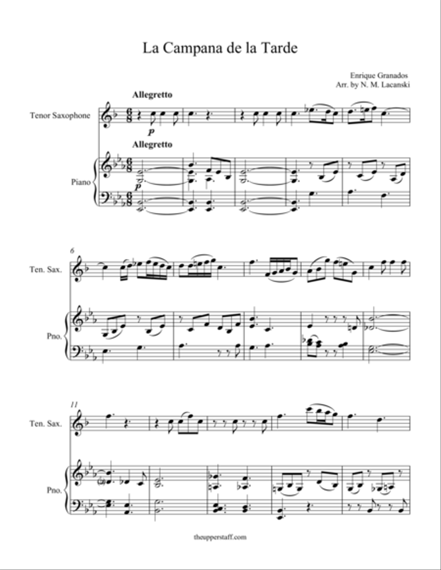 La Campana de la Tarde Tenor Saxophone scores gallery preview page 1
