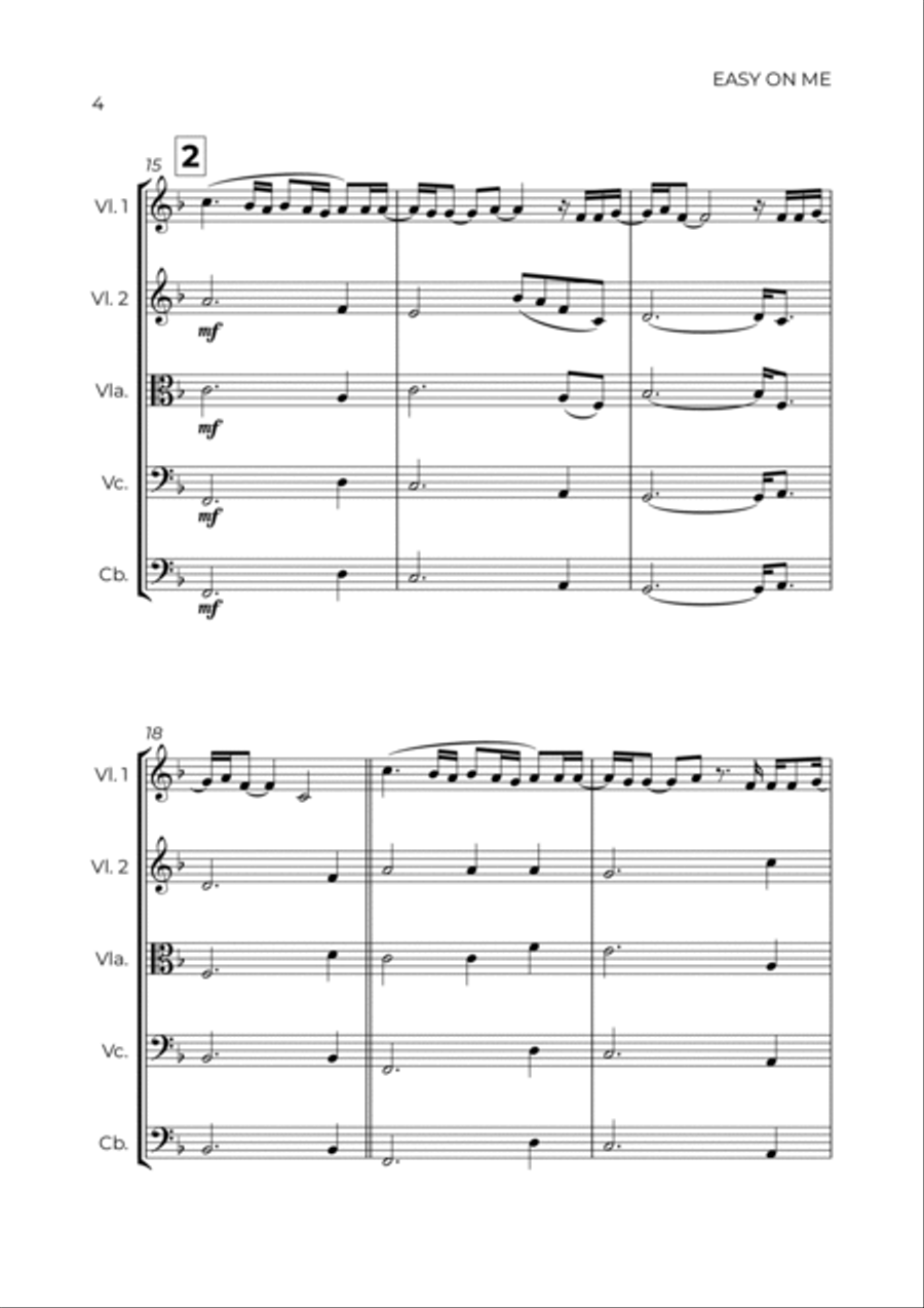 Easy On Me String Quintet scores gallery preview page 4