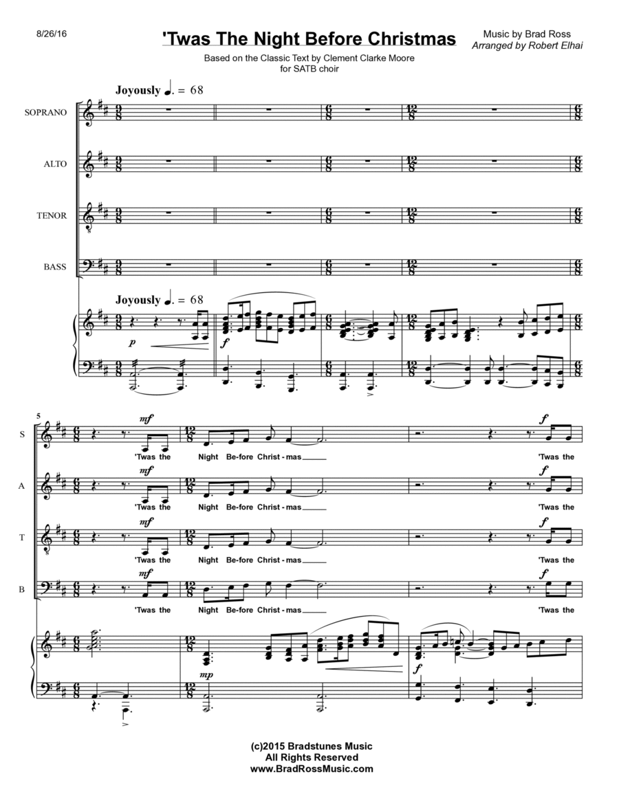 TWAS THE NIGHT BEFORE CHRISTMAS 4-Part scores gallery preview page 1