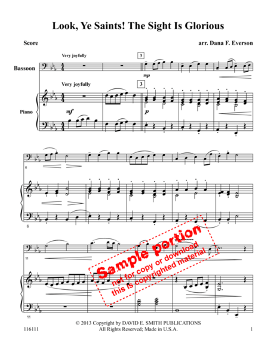 Look, Ye Saints! The Sight Is Glorious Bassoon Solo scores gallery preview page 2