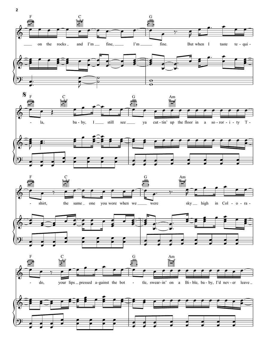 Tequila Tequila Piano, Vocal, Guitar scores gallery preview page 2